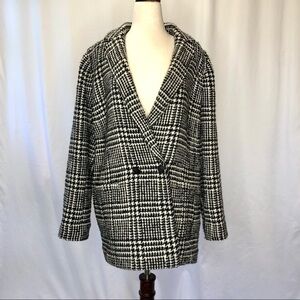 Talbots black white wool houndstooth blazer 16P